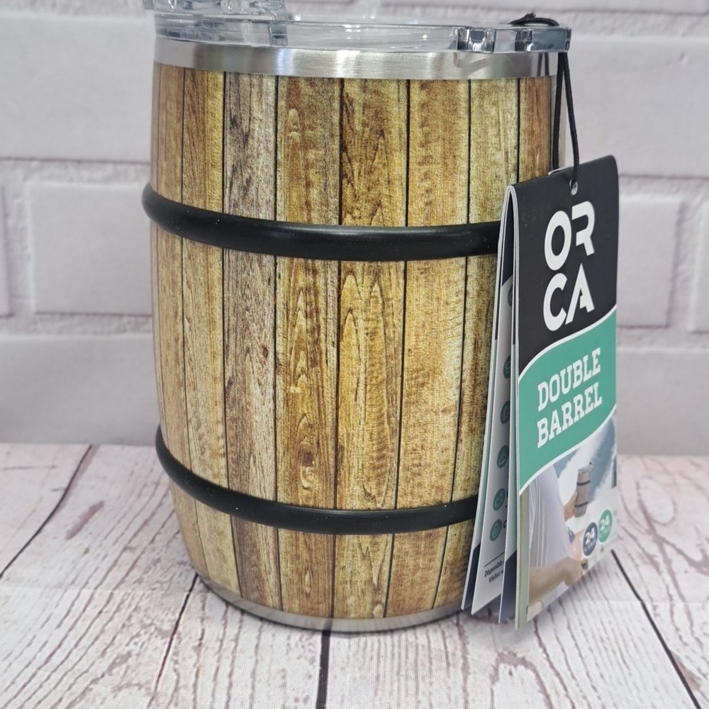 Orca Double Barrel  Tumbler White Oak Look, Stainless 24oz, NWT